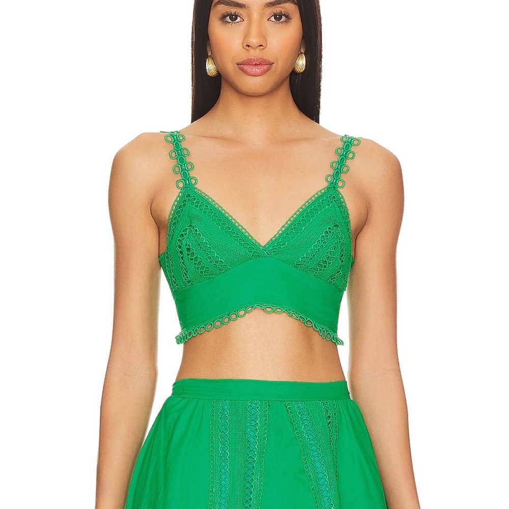 Revolve peixoto Chic Green Lace Crop Top size M